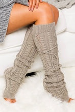 Load image into Gallery viewer, Cable Knit Long Tie Leg Warmer
