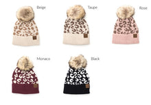 Load image into Gallery viewer, Leopard Fur Pom Beanie
