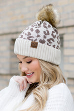 Load image into Gallery viewer, Leopard Fur Pom Beanie
