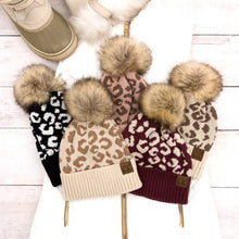 Load image into Gallery viewer, Leopard Fur Pom Beanie
