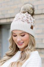 Load image into Gallery viewer, Leopard Fur Pom Beanie

