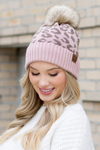 Load image into Gallery viewer, Leopard Fur Pom Beanie
