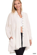Load image into Gallery viewer, Peplum Raw Edge Shirt With Pockets
