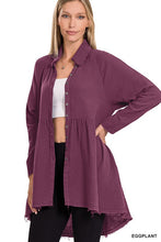 Load image into Gallery viewer, Peplum Raw Edge Shirt With Pockets
