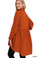 Load image into Gallery viewer, Peplum Raw Edge Shirt With Pockets
